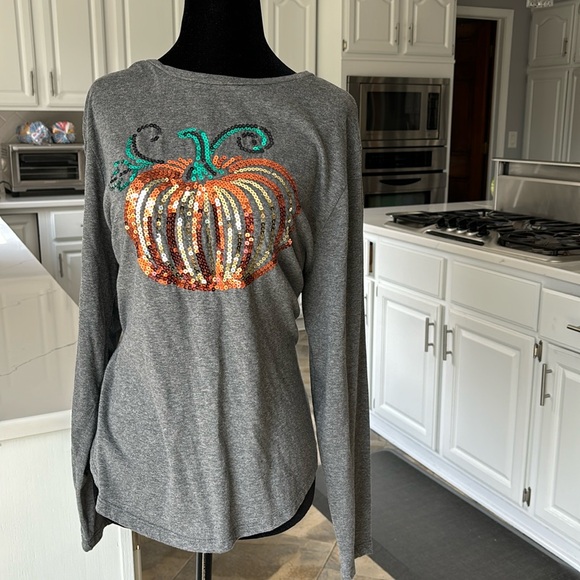 Pumpkin sequence long sleeve t like new - Picture 2 of 4